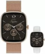 Smartwatch para mujeres Garett Signature Flow Rose Gold Mesh SET