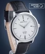 Reloj para hombres DESTELL Pictor Silver Black Leather Sapphire