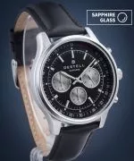 Reloj para hombres DESTELL Circinus Black Silver Leather Chronograph Sapphire