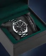 Reloj para hombres DESTELL Aries Black Silver Steel Sapphire Gift Set