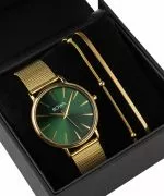 BOWA Praha Green-Gold Mesh 38 Gift Set (reloj + pulsera)
