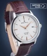 Reloj para hombres DESTELL Pictor Silver Brown Leather Sapphire