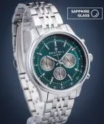 Reloj para hombres DESTELL Circinus Green Silver Steel Chronograph Sapphire