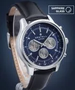 Reloj para hombres DESTELL Circinus Blue Silver Black Leather Chronograph Sapphire