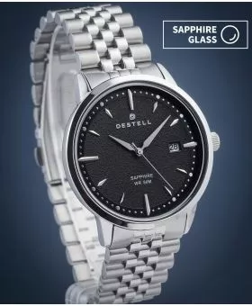 Reloj para hombres DESTELL Pictor Black Silver Steel Sapphire