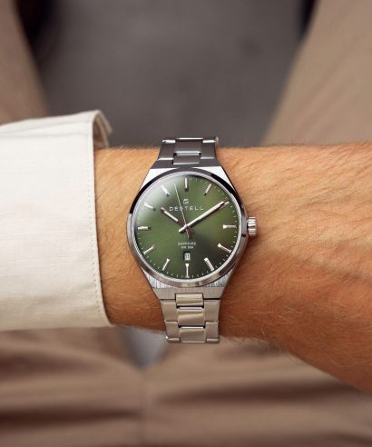 Reloj para hombres DESTELL Aries Green Silver Steel Sapphire