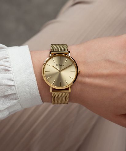 Reloj para mujeres BOWA New York Petite Full Gold Mesh 34