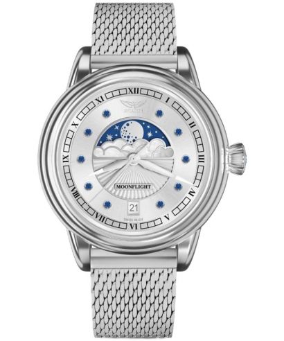 Reloj para mujeres Aviator Moonflight Gemstone Edition Silver Blue Sapphire Limited Edition