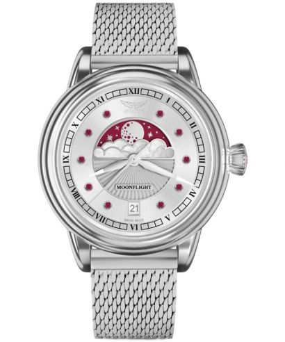 Reloj para mujeres Aviator Moonflight Gemstone Edition Silver Red Ruby Limited Edition