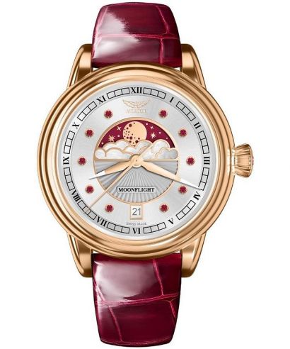 Reloj para mujeres Aviator Moonflight Gemstone Edition Silver Red Ruby Limited Edition