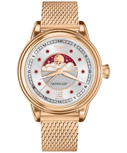 Reloj para mujeres Aviator Moonflight Gemstone Edition Silver Red Ruby Limited Edition