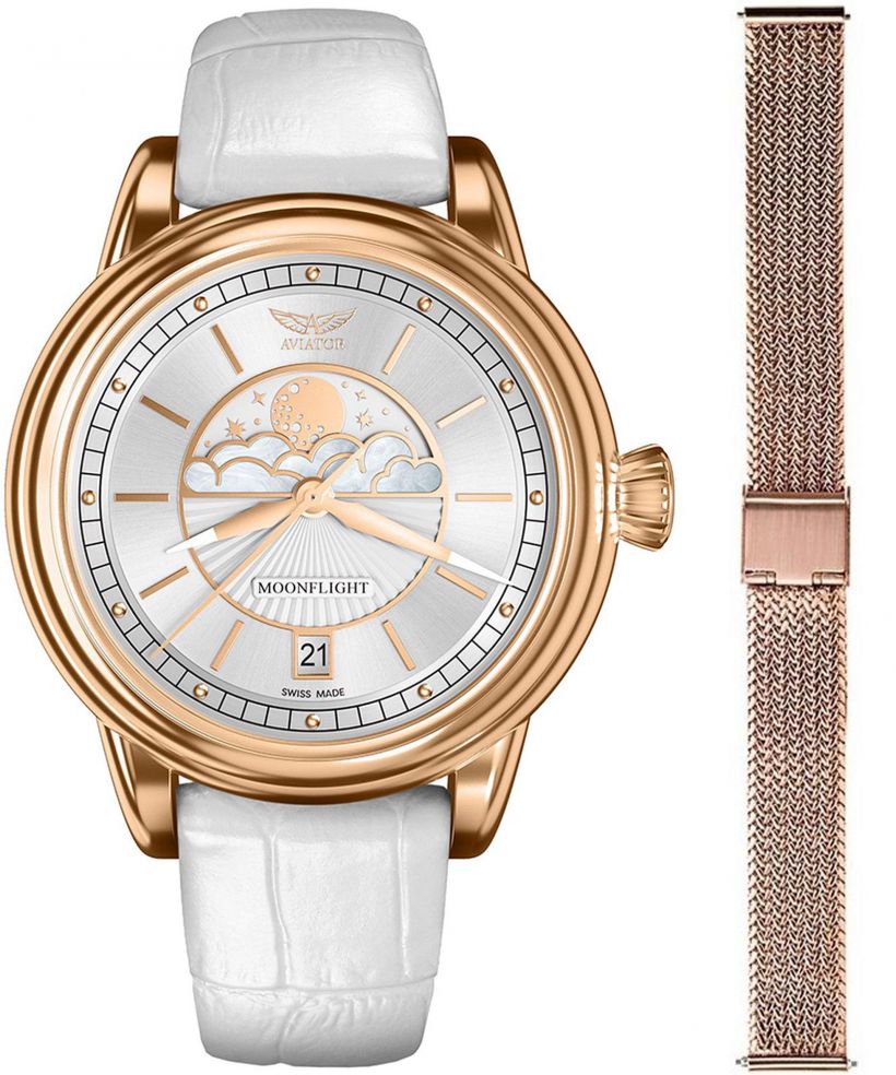 Reloj para mujeres Aviator Douglas Moonflight + bransoleta Morellato
