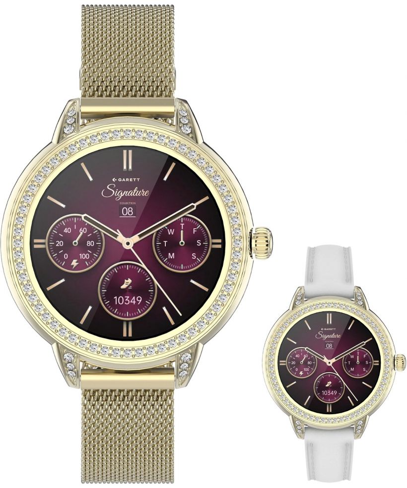 Smartwatch para mujeres Garett Signature Stella Gold Mesh SET
