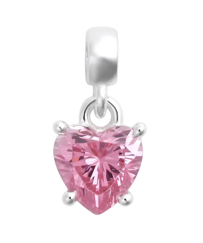 Colgante Daniel Wellington Heart Pink Crystal Charm Silver