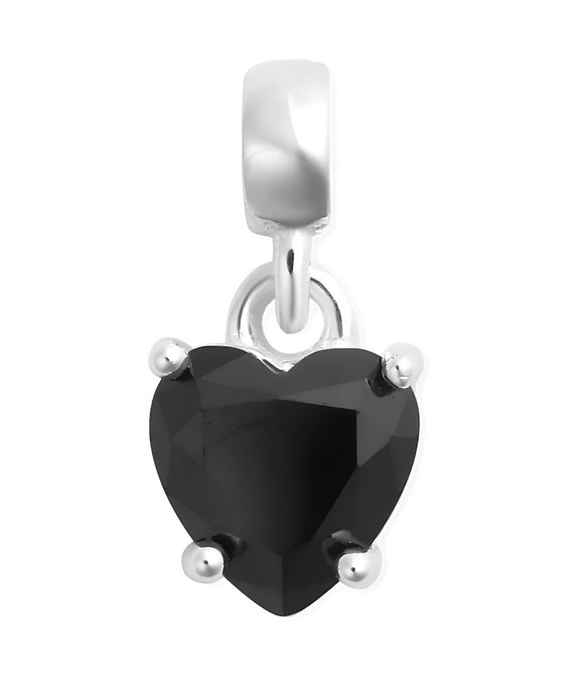 Colgante Daniel Wellington Heart Black Crystal Charm Silver