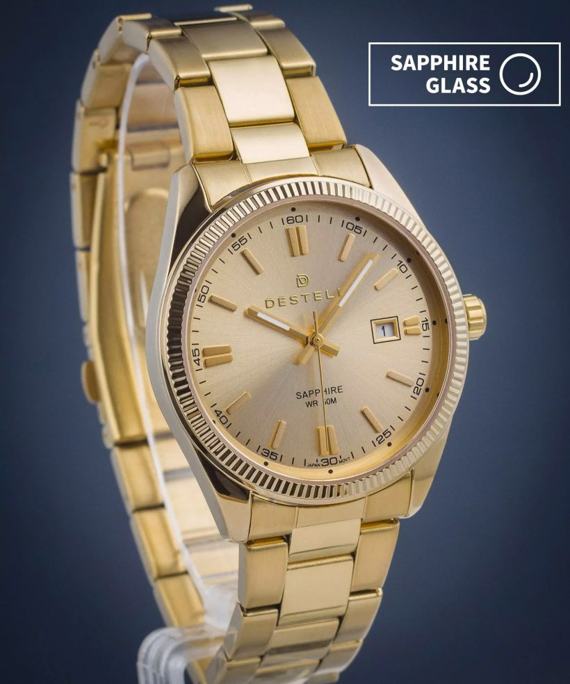 Reloj para hombres DESTELL Loup Full Gold Steel Sapphire