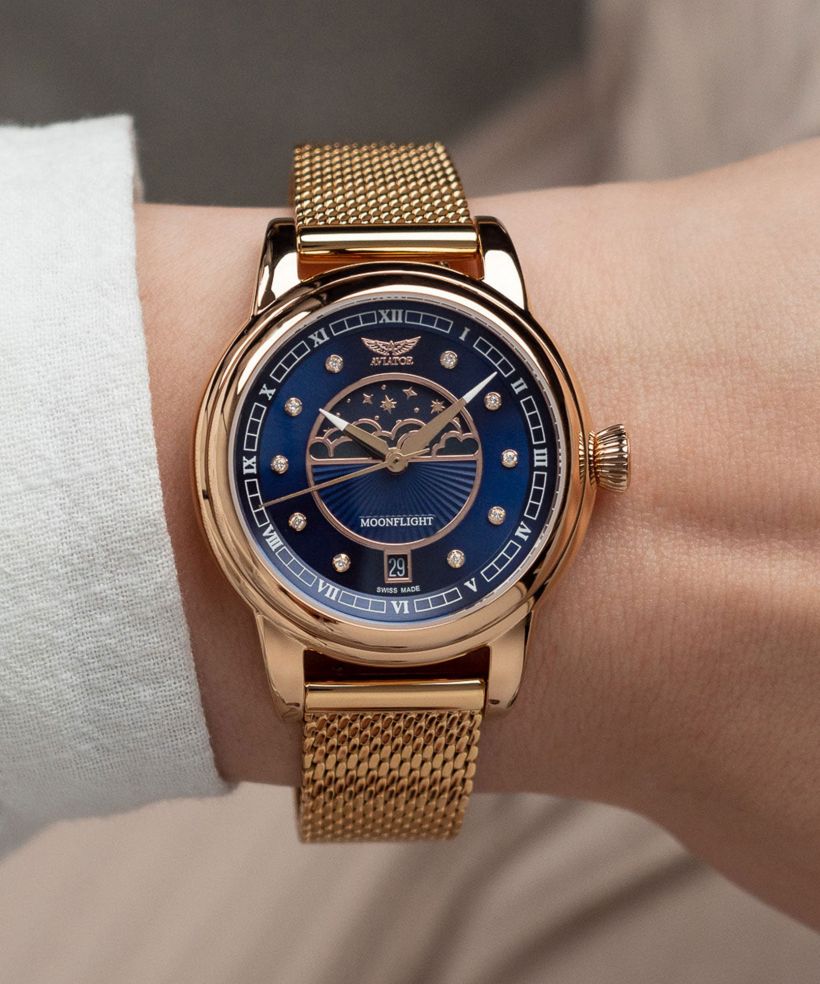 Reloj para mujeres Aviator Douglas Moonflight Blue Diamonds Limited Edition