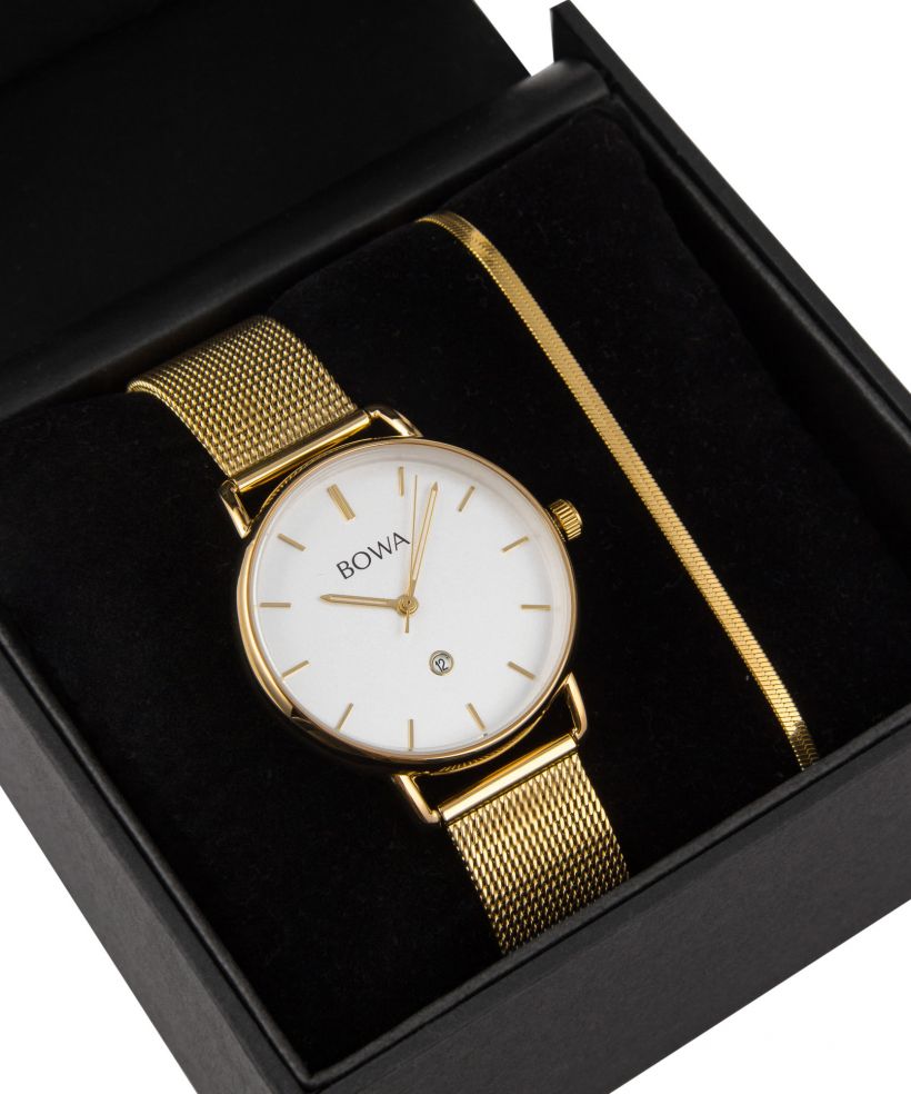 BOWA Milan White-Gold Mesh 34 Gift Set (reloj + pulsera)