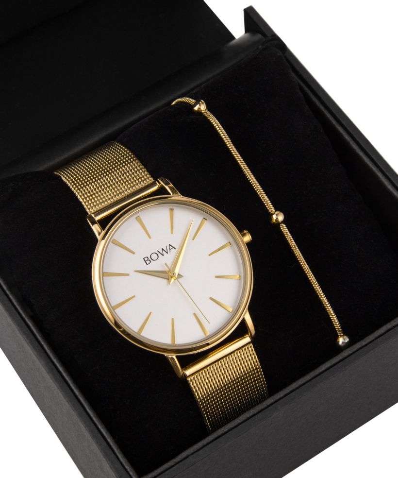 BOWA Praha Silver-Gold Mesh 38 Gift Set (reloj + pulsera)