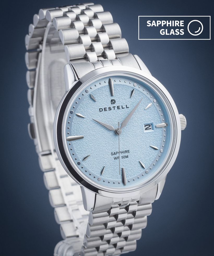 Reloj para hombres DESTELL Pictor Ice Blue Silver Steel Sapphire