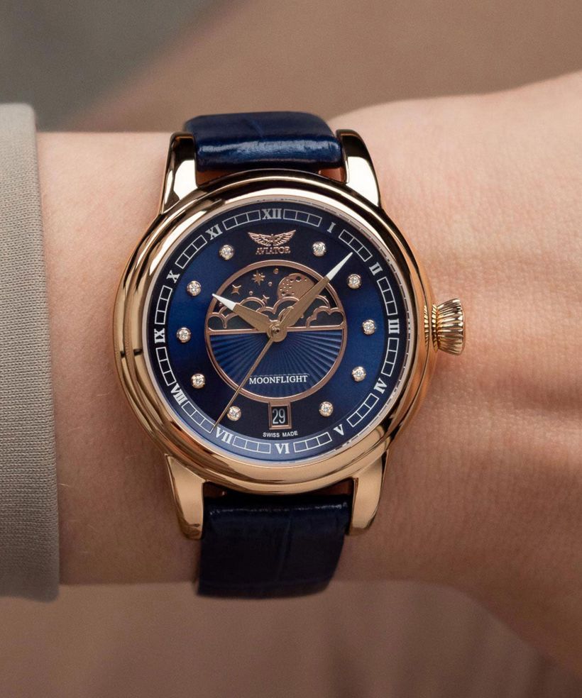 Reloj para mujeres Aviator Douglas Moonflight Blue Diamonds Limited Edition
