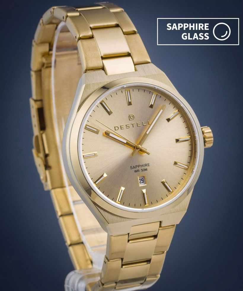Reloj para hombres DESTELL Aries Full Gold Steel Sapphire