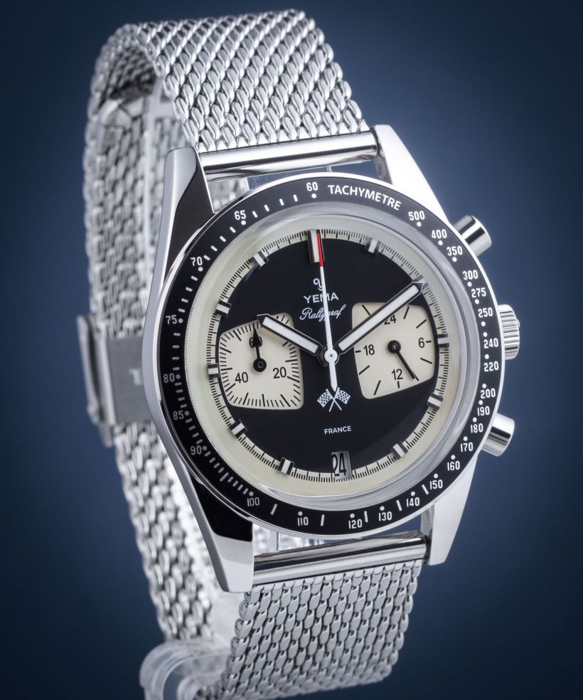 Reloj para hombres Yema Rallygraf Reverse Panda Chronograph Meca-Quartz