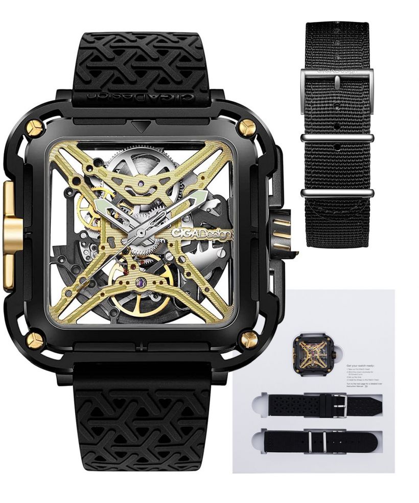 Reloj para hombres Ciga Design X Series Gorilla Black DLC & Gold Titanium Automatic