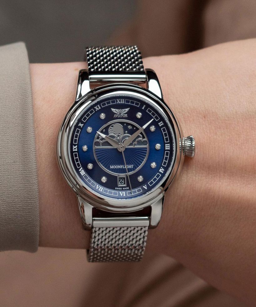 Reloj para mujeres Aviator Douglas Moonflight Blue Diamonds Limited Edition