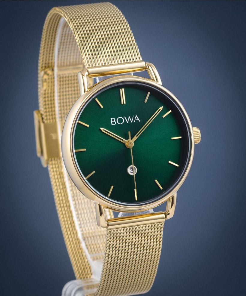 Reloj para mujeres BOWA Milan Green Gold Mesh 34