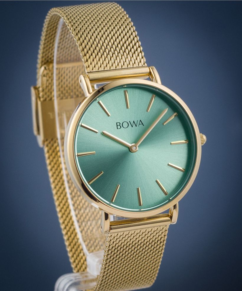 Reloj para mujeres BOWA New York Petite Mint-Gold Mesh 34