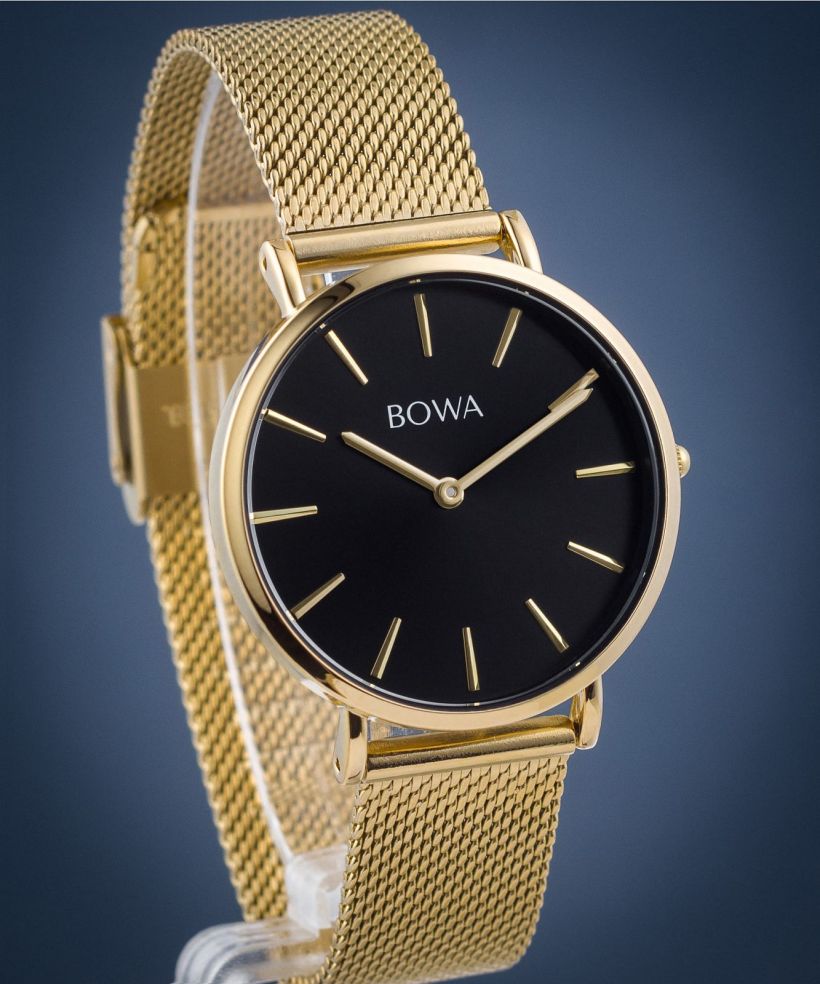 Reloj para mujeres BOWA New York Petite Black-Gold Mesh 34