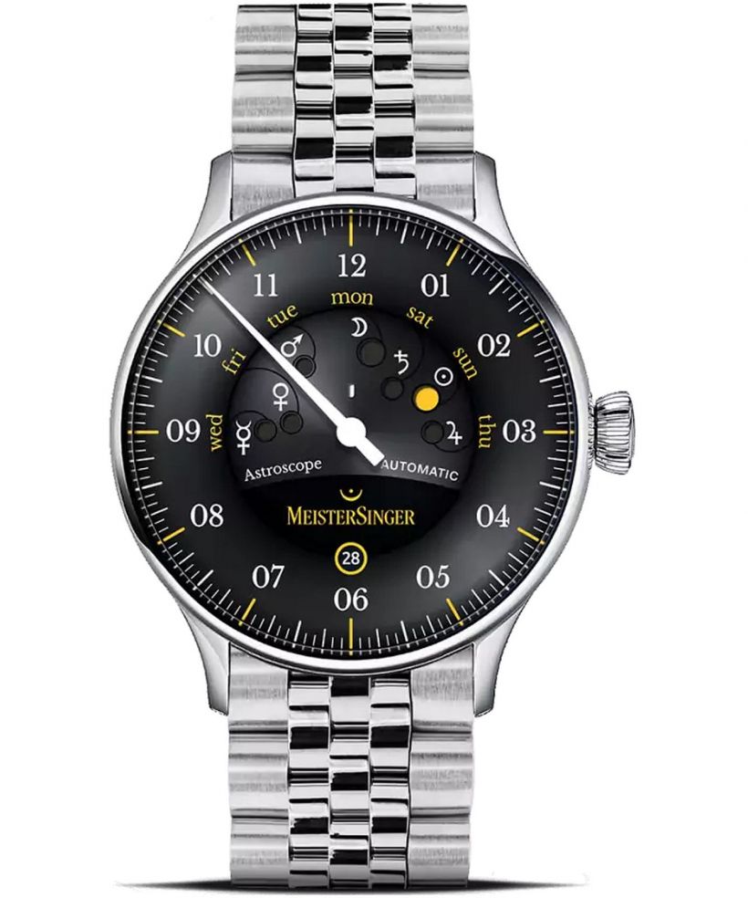 Reloj para hombres Meistersinger Astroscope Black/Yellow Automatic Limited Edition